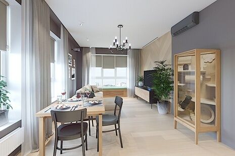 Фото № 1: Дизайн-проект трехкомнатной квартиры 66.05  м² Стиль Американская классика для ЖК Аннино Парк