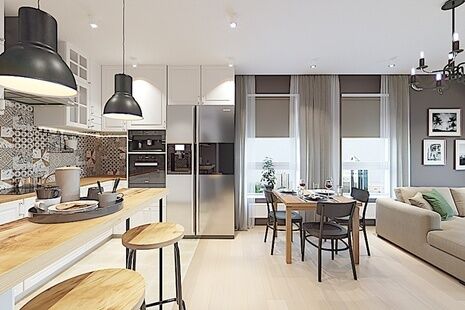 Фото № 6: Дизайн-проект трехкомнатной квартиры 66.05  м² Стиль Американская классика для ЖК Аннино Парк