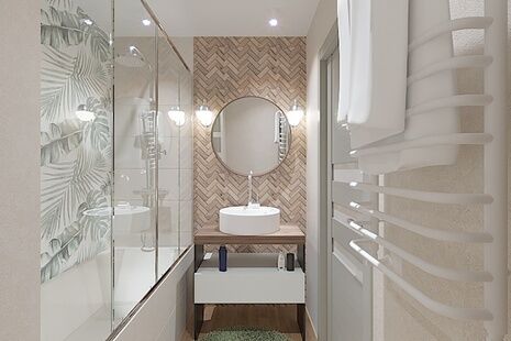 Фото № 3: Дизайн-проект трехкомнатной квартиры 66.05  м² Стиль Американская классика для ЖК Аннино Парк