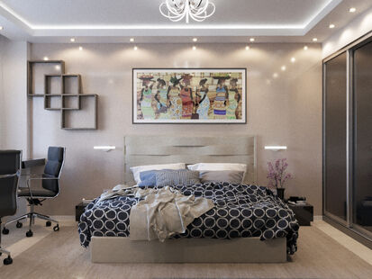 Фото № 2: Дизайн-проект трехкомнатной квартиры 105.3  м² Стиль Модернизм для ЖК Московский