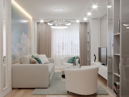 Фото № 3: Дизайн-проект трехкомнатной квартиры 90.58  м² Стиль Модернизм для ЖК Московский