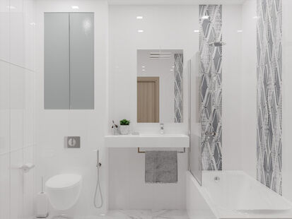 Фото № 4: Дизайн-проект трехкомнатной квартиры 90.58  м² Стиль Модернизм для ЖК Московский