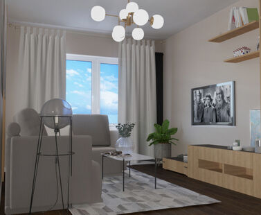 Фото № 2: Дизайн-проект двухкомнатной квартиры 55.18  м² Стиль Контемпорари для ЖК Московский