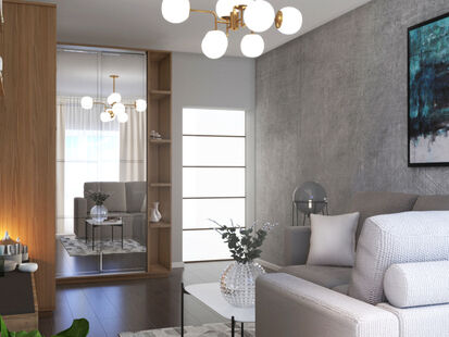 Фото № 3: Дизайн-проект двухкомнатной квартиры 55.18  м² Стиль Контемпорари для ЖК Московский