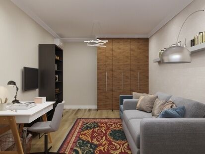 Фото № 3: Дизайн-проект трехкомнатной квартиры 81.9  м² Стиль Контемпорари для ЖК Московский