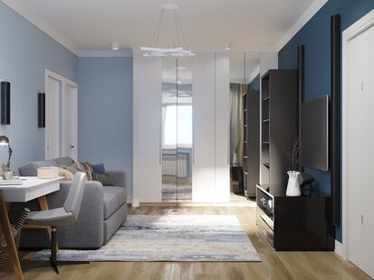 Фото № 5: Дизайн-проект трехкомнатной квартиры 81.9  м² Стиль Контемпорари для ЖК Московский