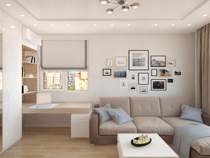 Фото № 1: Дизайн-проект двухкомнатной квартиры 64.4  м² Стиль Контемпорари для ЖК Московский