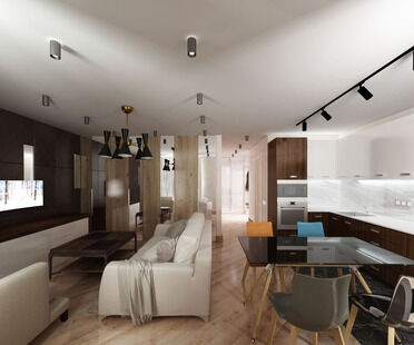 Фото № 1: Дизайн-проект трехкомнатной квартиры 69.6  м² Стиль Модернизм для ЖК Московский