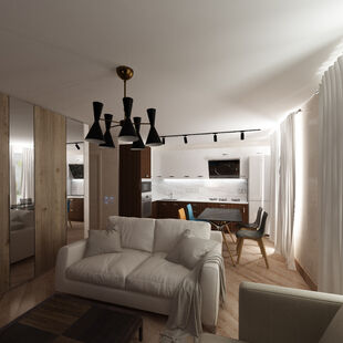 Фото № 3: Дизайн-проект трехкомнатной квартиры 69.6  м² Стиль Модернизм для ЖК Московский