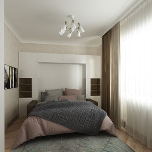 Фото № 4: Дизайн-проект трехкомнатной квартиры 69.6  м² Стиль Модернизм для ЖК Московский