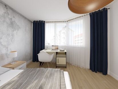 Фото № 3: Дизайн-проект однокомнатной квартиры 34.2  м² Стиль Модернизм для ЖК Московский