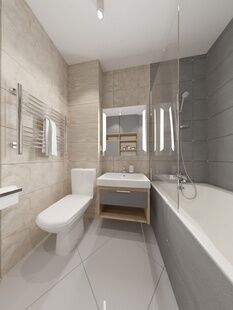 Фото № 4: Дизайн-проект однокомнатной квартиры 34.2  м² Стиль Модернизм для ЖК Московский