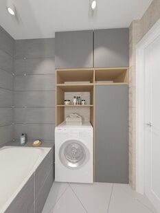 Фото № 2: Дизайн-проект однокомнатной квартиры 34.2  м² Стиль Модернизм для ЖК Московский