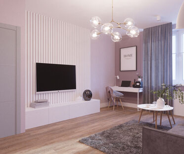 Фото № 1: Дизайн-проект однокомнатной квартиры 45.32  м² Стиль Современная классика для ЖК Московский