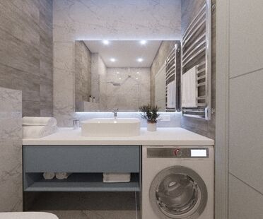 Фото № 2: Дизайн-проект однокомнатной квартиры 45.32  м² Стиль Современная классика для ЖК Московский