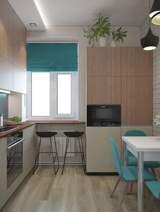 Фото № 3: Дизайн-проект трехкомнатной квартиры 64.45  м² Стиль Контемпорари для ЖК Московский