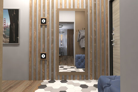 Фото № 3: Дизайн-проект двухкомнатной квартиры 53.2  м² Стиль Модернизм для ЖК Новое Пушкино