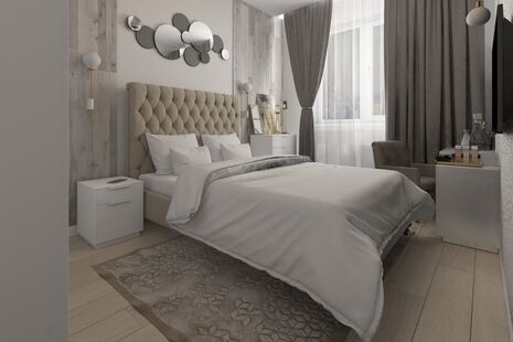 Фото № 2: Дизайн-проект двухкомнатной квартиры 53.2  м² Стиль Модернизм для ЖК Новое Пушкино