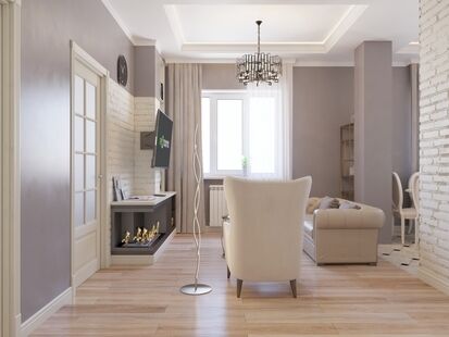 Фото № 6: Дизайн-проект трехкомнатной квартиры 65.52  м² Стиль Современная классика для ЖК Московский