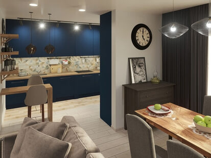 Фото № 6: Дизайн-проект трехкомнатной квартиры 83.01  м² Стиль Этнический для ЖК Позитив