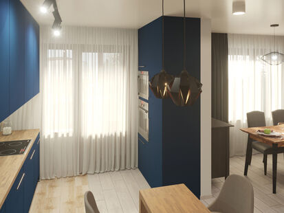 Фото № 4: Дизайн-проект трехкомнатной квартиры 83.01  м² Стиль Этнический для ЖК Позитив