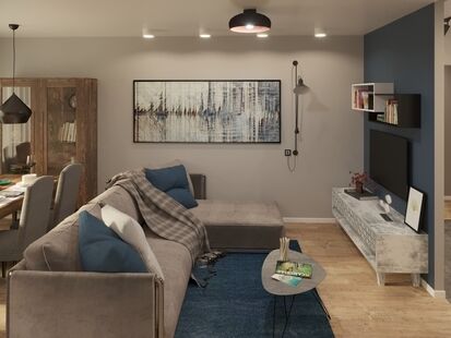 Фото № 5: Дизайн-проект трехкомнатной квартиры 83.01  м² Стиль Этнический для ЖК Позитив