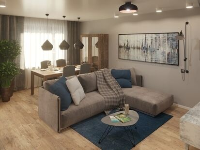 Фото № 3: Дизайн-проект трехкомнатной квартиры 83.01  м² Стиль Этнический для ЖК Позитив