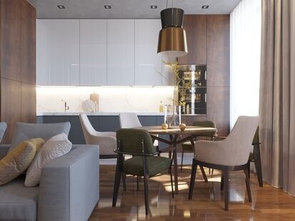 Фото № 5: Дизайн-проект трехкомнатной квартиры 96.78  м² Стиль Модернизм для ЖК Московский