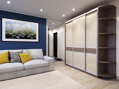 Фото № 4: Дизайн-проект трехкомнатной квартиры 54.7  м² Стиль Фьюжн для ЖК Московский