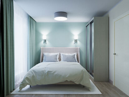 Фото № 6: Дизайн-проект трехкомнатной квартиры 54.7  м² Стиль Фьюжн для ЖК Московский