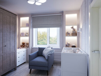 Фото № 5: Дизайн-проект трехкомнатной квартиры 54.7  м² Стиль Фьюжн для ЖК Московский