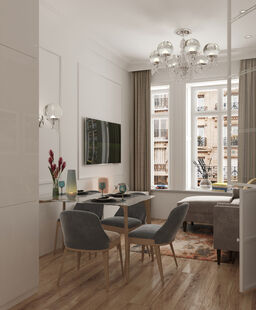 Фото № 1: Дизайн-проект двухкомнатной квартиры 47.5  м² Стиль арт-деко для ЖК Московский