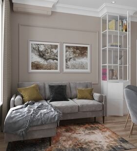 Фото № 6: Дизайн-проект двухкомнатной квартиры 47.5  м² Стиль арт-деко для ЖК Московский