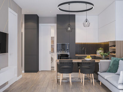 Фото № 5: Дизайн-проект трехкомнатной квартиры 50.4  м² Стиль Контемпорари для ЖК Московский