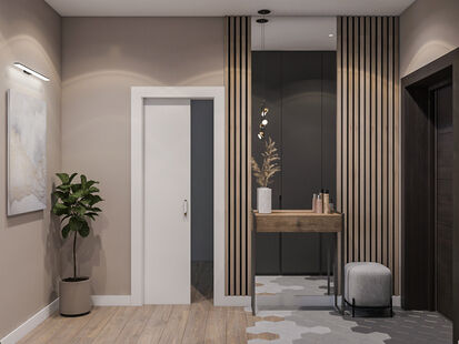 Фото № 6: Дизайн-проект трехкомнатной квартиры 50.4  м² Стиль Контемпорари для ЖК Московский