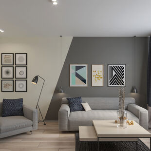 Фото № 1: Дизайн-проект трехкомнатной квартиры 68.69  м² Стиль Модернизм для ЖК Московский