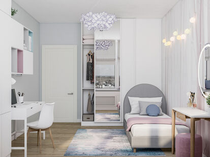 Фото № 3: Дизайн-проект пятикомнатной квартиры 124.9  м² Скандинавский стиль для ЖК Московский