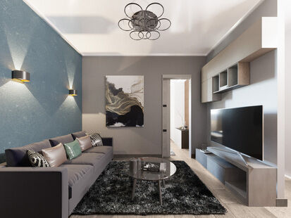 Фото № 1: Дизайн-проект двухкомнатной квартиры 41.83  м² Стиль Модернизм для ЖК Московский