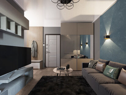 Фото № 3: Дизайн-проект двухкомнатной квартиры 41.83  м² Стиль Модернизм для ЖК Московский