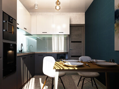 Фото № 5: Дизайн-проект двухкомнатной квартиры 41.83  м² Стиль Модернизм для ЖК Московский