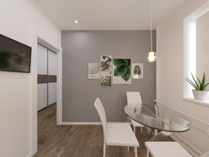 Фото № 2: Дизайн-проект двухкомнатной квартиры 51.7  м² Стиль Минимализм для ЖК Московский