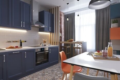 Фото № 1: Дизайн-проект однокомнатной квартиры 46.1  м² Скандинавский стиль для ЖК Московский