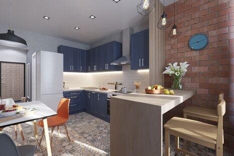 Фото № 2: Дизайн-проект однокомнатной квартиры 46.1  м² Скандинавский стиль для ЖК Московский