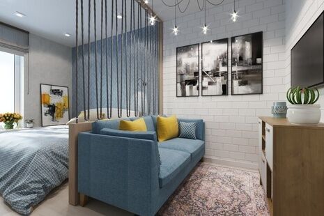 Фото № 3: Дизайн-проект однокомнатной квартиры 46.1  м² Скандинавский стиль для ЖК Московский