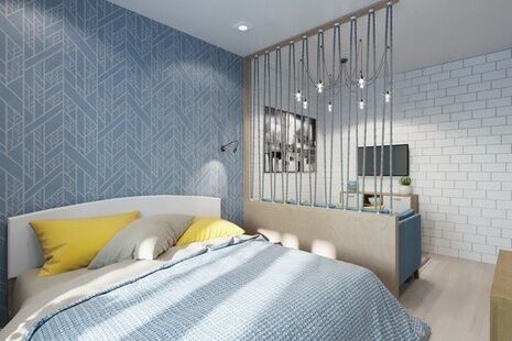 Фото № 6: Дизайн-проект однокомнатной квартиры 46.1  м² Скандинавский стиль для ЖК Московский