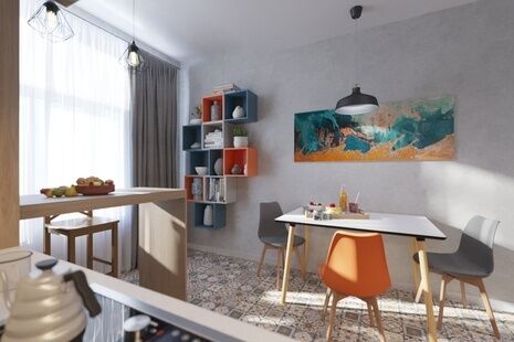 Фото № 5: Дизайн-проект однокомнатной квартиры 46.1  м² Скандинавский стиль для ЖК Московский