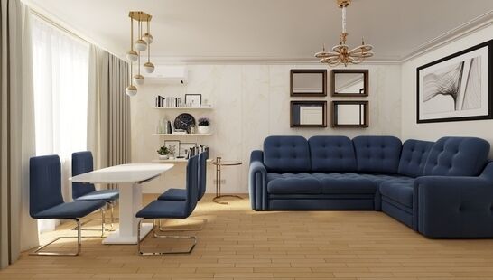 Фото № 5: Дизайн-проект трехкомнатной квартиры 71.14  м² Стиль арт-деко для ЖК Московский