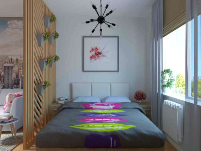 Фото № 3: Дизайн-проект спальни 16.6  м² Скандинавский стиль для ЖК Московский