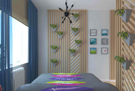 Фото № 2: Дизайн-проект спальни 16.6  м² Скандинавский стиль для ЖК Московский