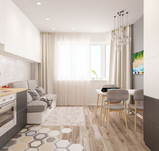Фото № 4: Дизайн-проект однокомнатной квартиры 40.5  м² Скандинавский стиль для ЖК Московский